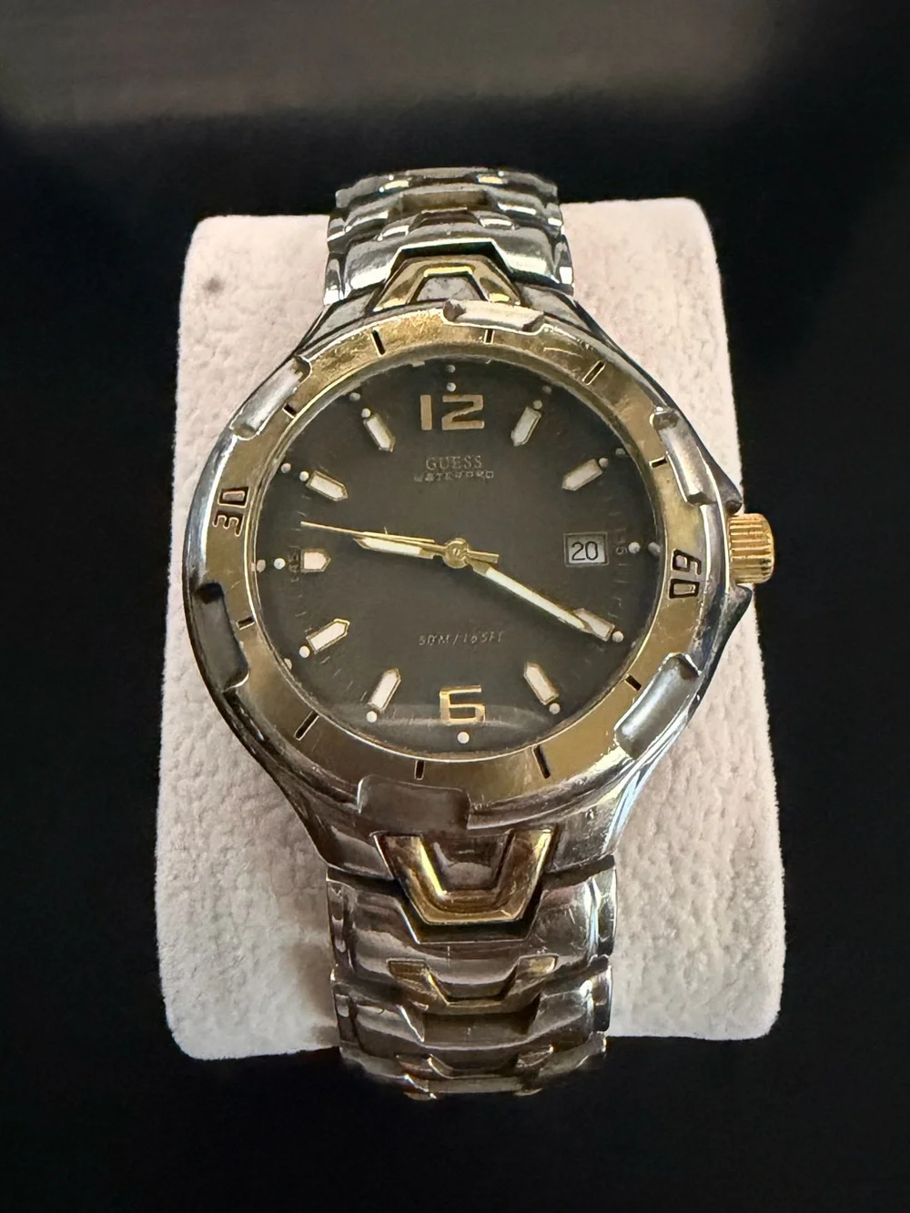 Guess Two-Tone Silver and Gold Men's Vintage Watch with Gray Dial